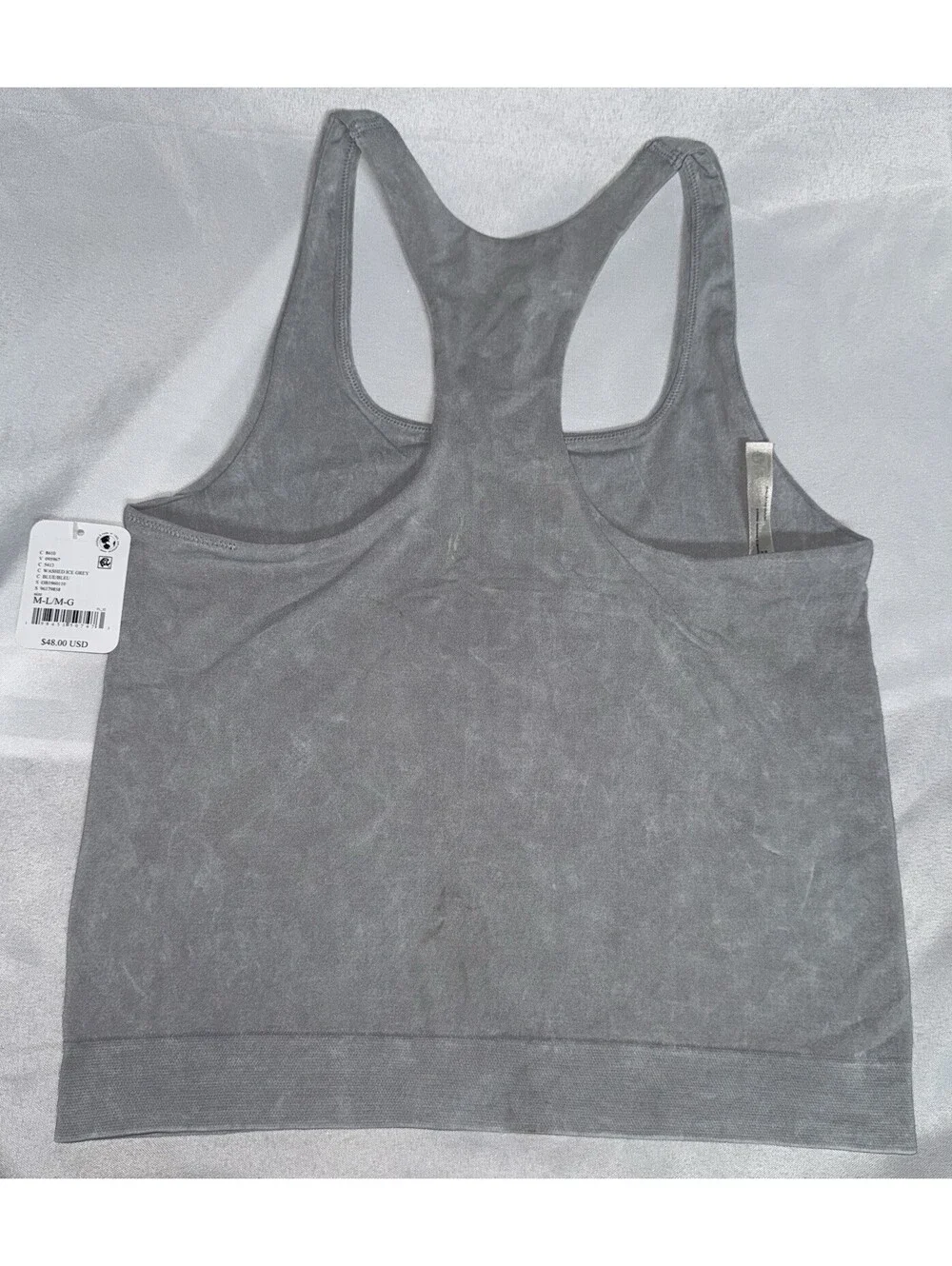 NEW FREE PEOPLE FP Movement Go To Smooth Square Neck Cami Washed Ice Gray M/L